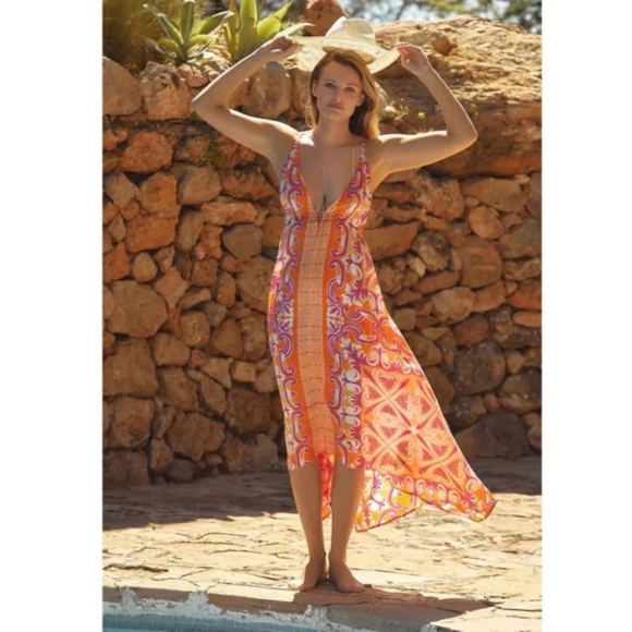 Anthropologie Mixed Print Swim Cover Up Dress PREOWNED/USED - Picture 3 of 10